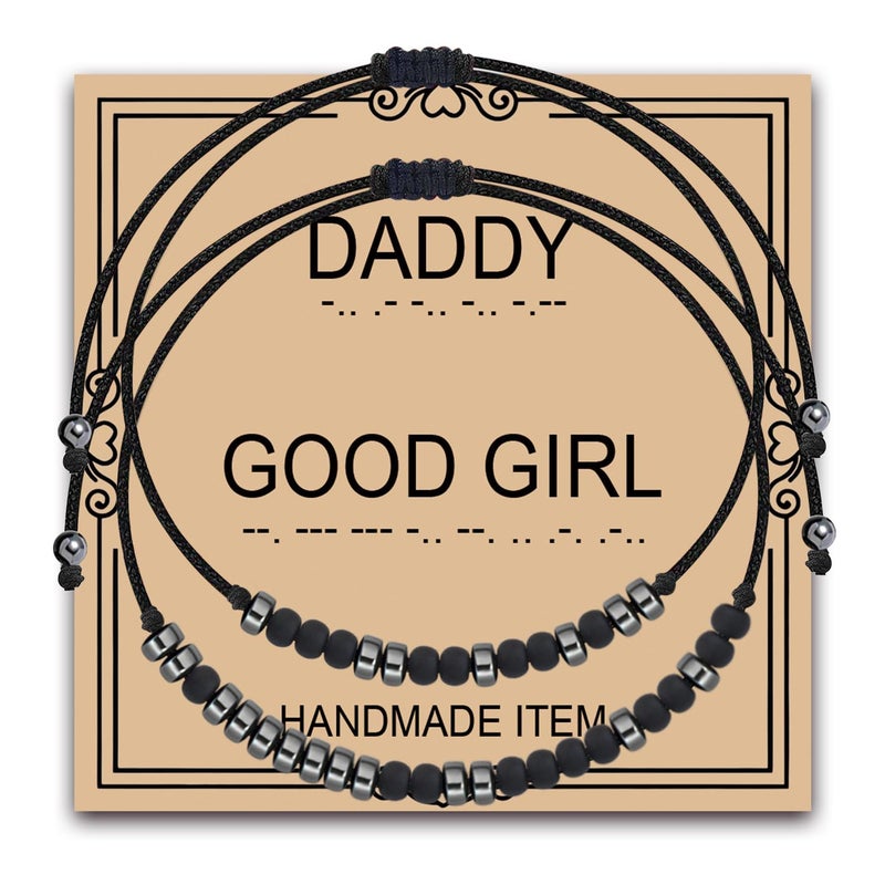 MAOFAED Humor Couples Gift, Daddy GoodGirl Morse Code Bracelet for Couple, Matching Couple Gift, Secret Message Gifts(daddyGoodGirl) - Image 1