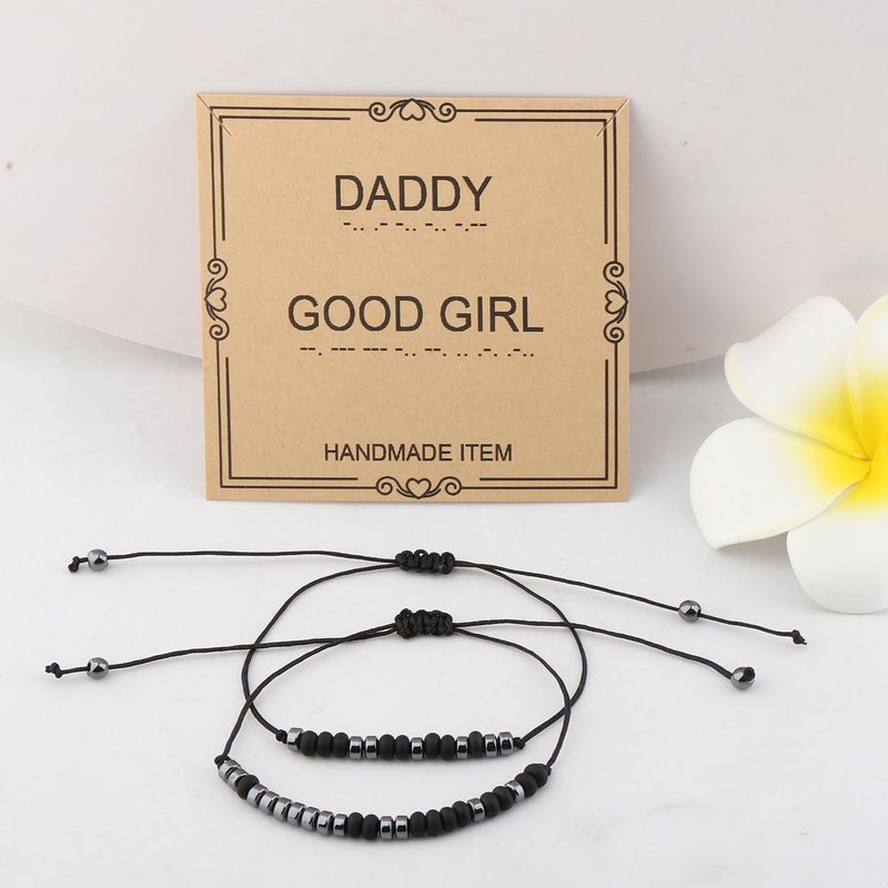 MAOFAED Humor Couples Gift, Daddy GoodGirl Morse Code Bracelet for Couple, Matching Couple Gift, Secret Message Gifts(daddyGoodGirl) - Image 3