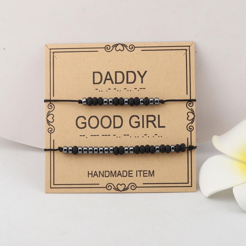 MAOFAED Humor Couples Gift, Daddy GoodGirl Morse Code Bracelet for Couple, Matching Couple Gift, Secret Message Gifts(daddyGoodGirl) - Image 2