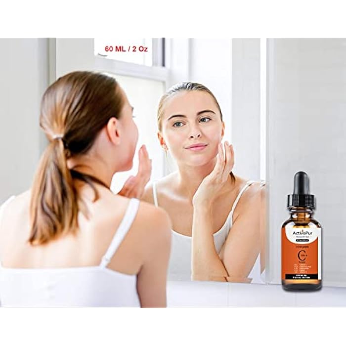 ActivePur 25% Best Vitamin C Serum for Face (2 Oz/60 ml) Vitamin E+B5 Hyaluronic Acid Serum Face Retinol Ferulic Acid Niacinamide Collagen Anti Aging Age Spots Eye circles Vitamin C face Serum - Image 4