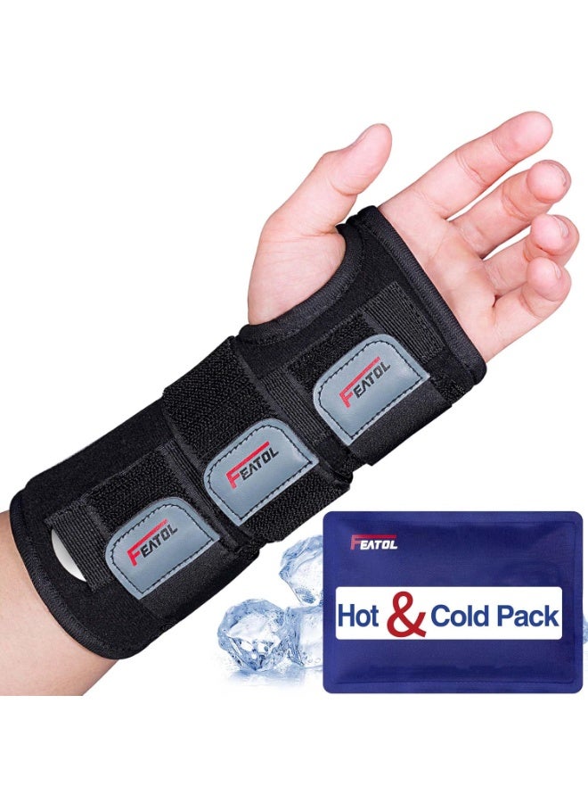 FEATOL Wrist Brace Left Hand S/M Black,Gel