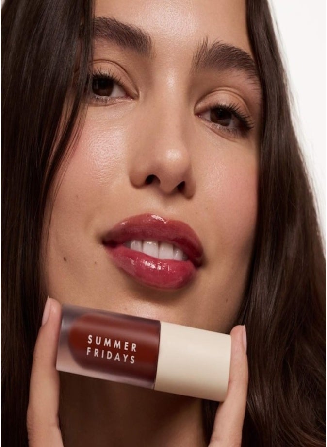 Summer Fridays Dream Lip Oil - Hydrating Translucent Lip Gloss, Midnight Berry - A nourishing touch of sheer soft pink 4.5ml - Image 4
