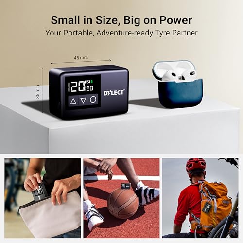 Dylect® Smart Tyre Inflator for Bike, Cycle, E-Scooter, Sports Balls | Rechargeable Cordless Inflator with BLDC Motor & Type-C Charging | Smallest & Portable Tyre Inflator | LED Display, Auto Shut-Off - Image 5