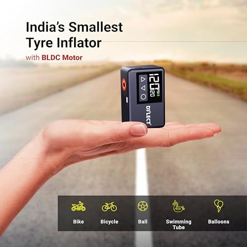 Dylect® Smart Tyre Inflator for Bike, Cycle, E-Scooter, Sports Balls | Rechargeable Cordless Inflator with BLDC Motor & Type-C Charging | Smallest & Portable Tyre Inflator | LED Display, Auto Shut-Off - Image 2