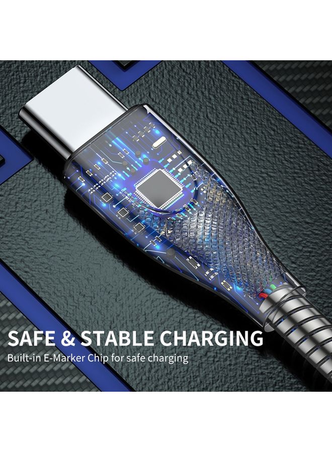 ENKAY ENKAY ENK-CB132 USB to USB-C / Type-C Carbon Steel Hose Spring 6A Supper Fast Charging Data Cable, Length:1m(Black)  - Image 4
