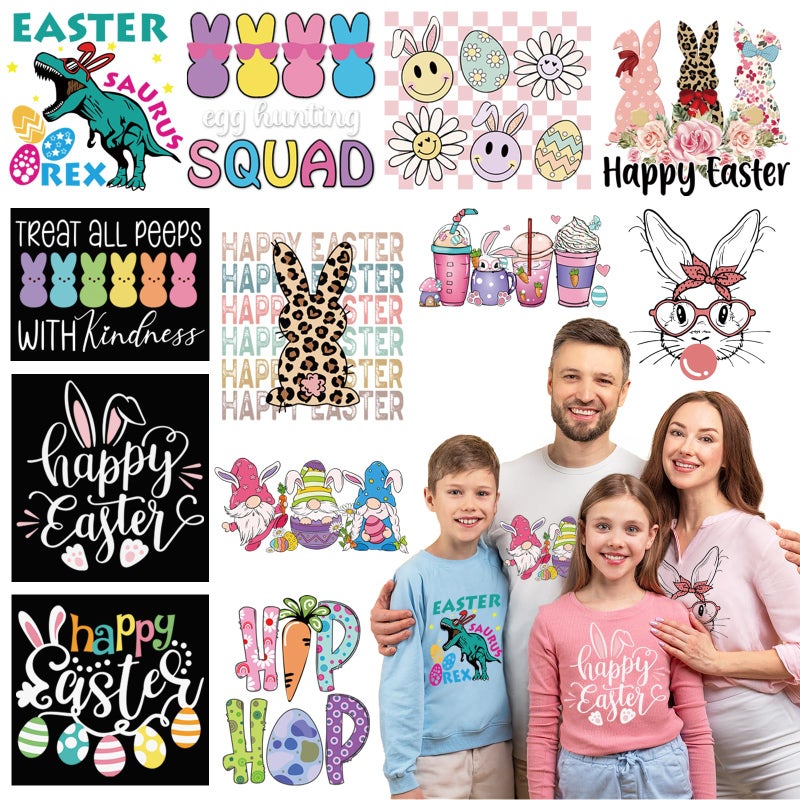 NANZHOO 12 Sheets Easter DTF Transfers Ready to Press Iron on Transfers for TShirts Transfers Stickers for Easter Shirts Easter Sweatshirts Easter Clothes Bag Pillow DIY Crafts Easter Day Iron on Decals - Image 3