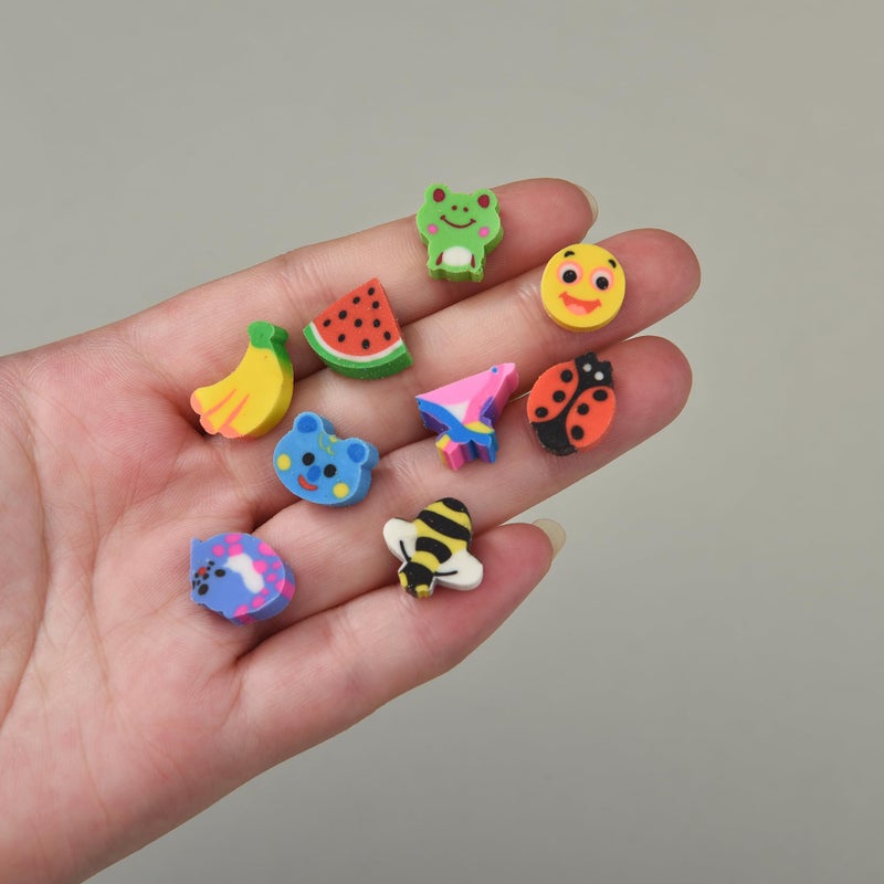 QDXATIVP 300PCS Mini Cute Pencil Erasers for Kids,Animals and Fruits Erasers Bulk for Back to School Gift(Animals and Fruits, Small) - Image 2