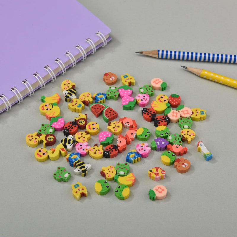 QDXATIVP 300PCS Mini Cute Pencil Erasers for Kids,Animals and Fruits Erasers Bulk for Back to School Gift(Animals and Fruits, Small) - Image 3