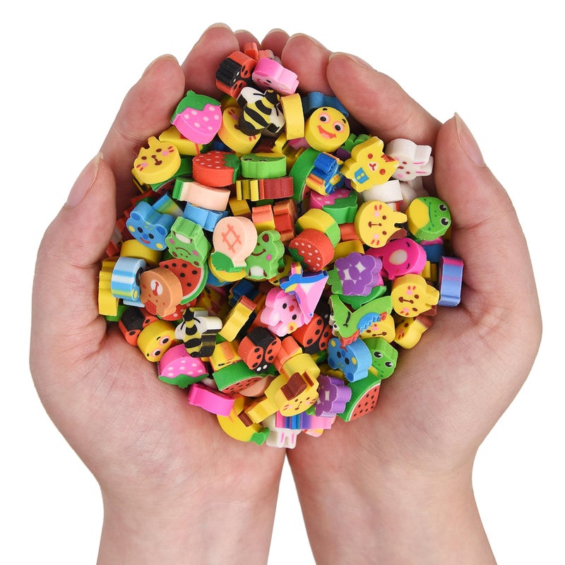 QDXATIVP 300PCS Mini Cute Pencil Erasers for Kids,Animals and Fruits Erasers Bulk for Back to School Gift(Animals and Fruits, Small) - Image 1