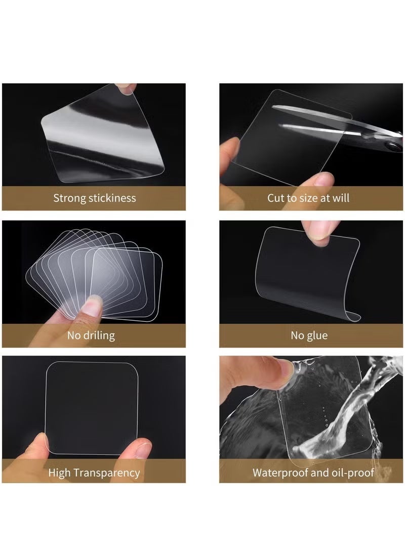 100 Pcs Double Sided Adhesive Pads, Two Sided Precut Squares Tape, Nano Gel Clear,Sticky Tack Double Sided Tape for Walls Hanging - Image 3