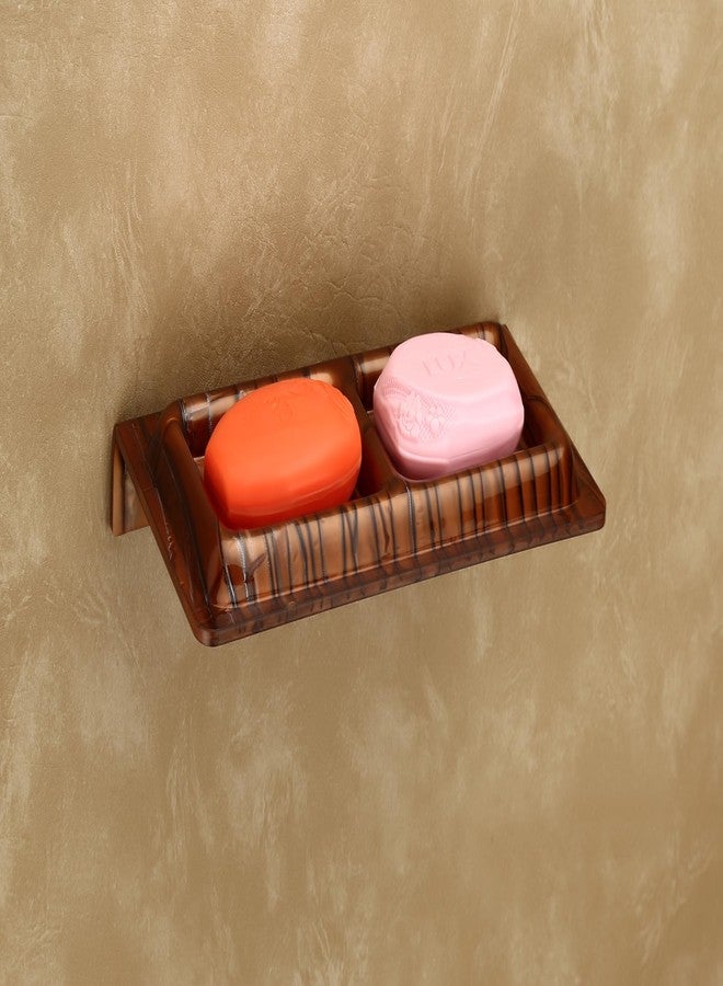 HAPPI Unbreakable Acylic Square Shape Double Soap Dish, Soap Stand, Soap Case, Soap Holder Stand Wall Mounted for Bathroom (Brown) - Image 1