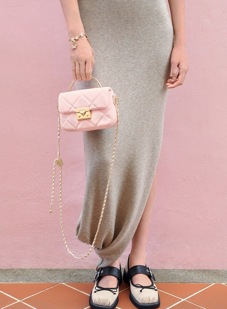 Charles & Keith Quilted Boxy Top Handle Bag  - Image 4