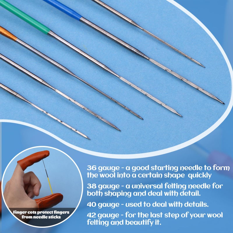 Mayboos 42 Pcs Needle Felting Needles,Wool Felting Supplies with 3 Types Star,Twisted,Triangular Felting Needles Color Coded Wool Felting Needles Tool Kit - Image 5