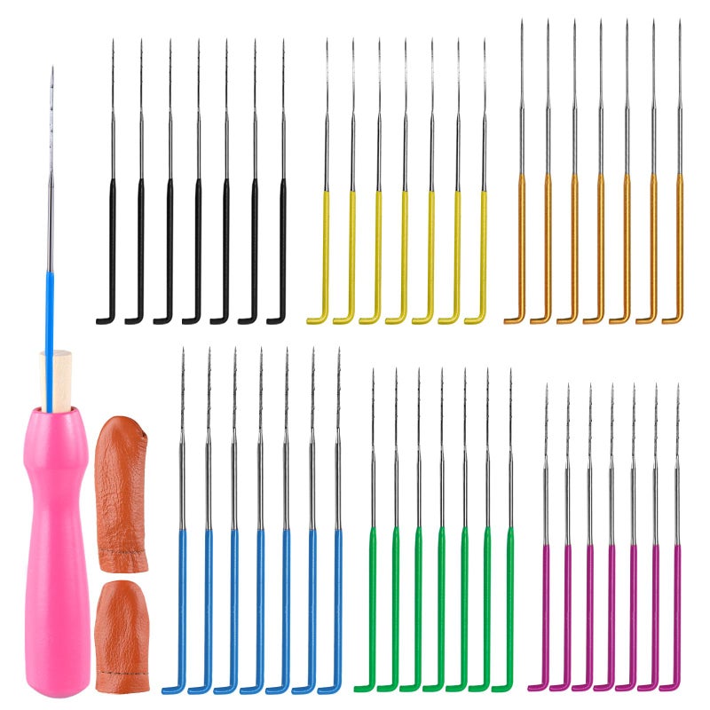Mayboos 42 Pcs Needle Felting Needles,Wool Felting Supplies with 3 Types Star,Twisted,Triangular Felting Needles Color Coded Wool Felting Needles Tool Kit - Image 1