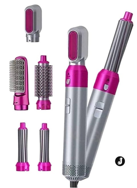 "Multi-Functional 5-in-1 Hot Air Brush for Volumizing, Drying, Styling, and Curling – Silver Purple"