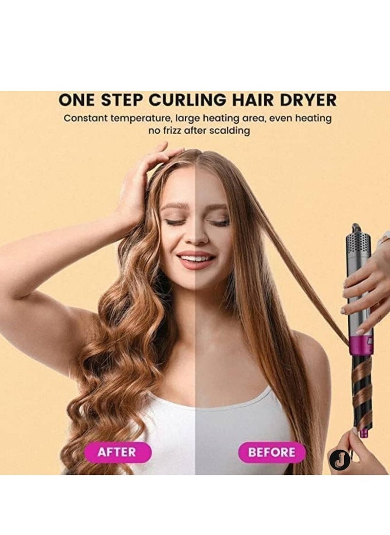 "Multi-Functional 5-in-1 Hot Air Brush for Volumizing, Drying, Styling, and Curling – Silver Purple"