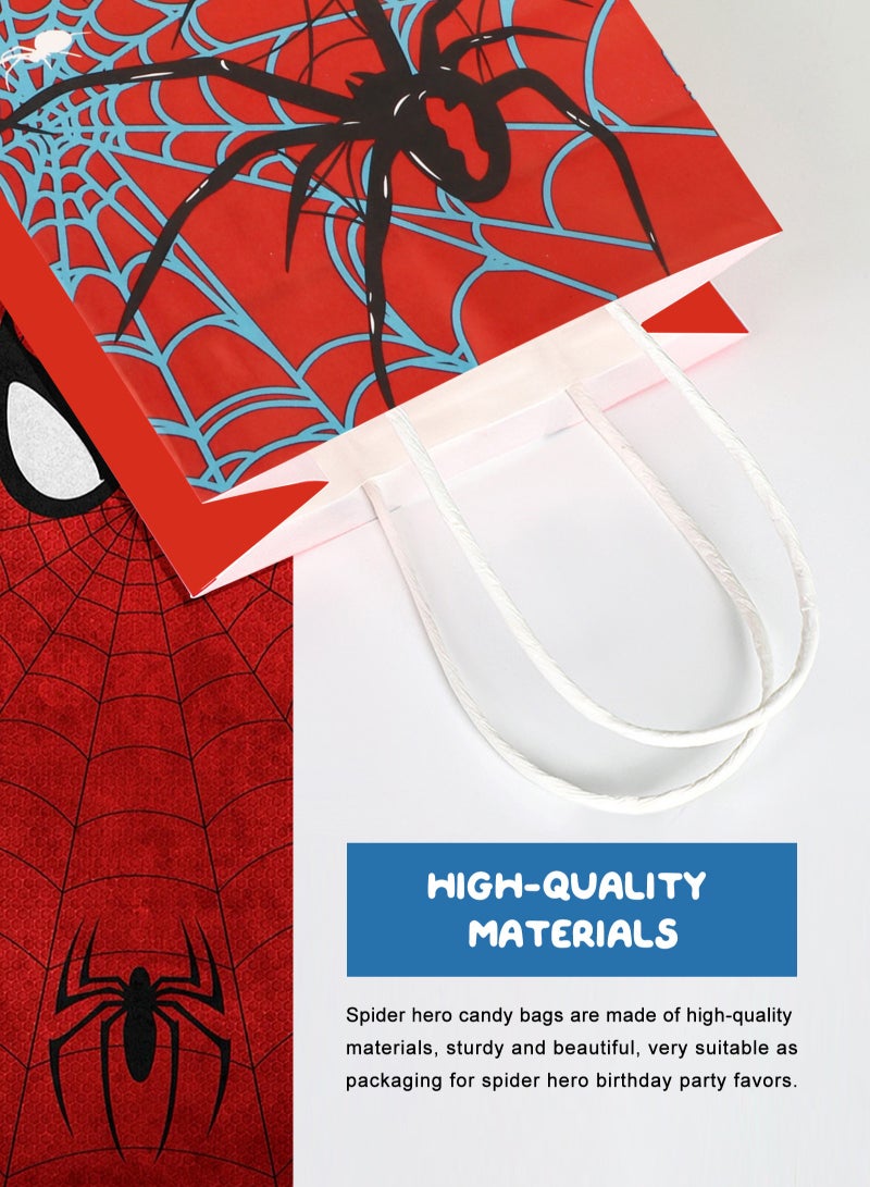 24 Pack Spider Themed Gift Bags Spider Party Favors Non Woven Reusable Goody Treat Bags with Handles Spider Themed Birthday Party Supplies for Kids Boys, 6 Styles