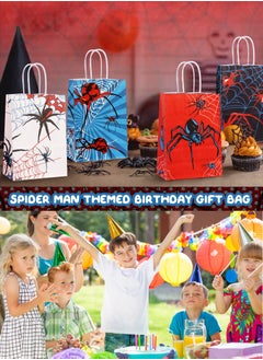 URbazaar 24 Pack Spider Themed Gift Bags Spider Party Favors Non Woven Reusable Goody Treat Bags with Handles Spider Themed Birthday Party Supplies for Kids Boys, 6 Styles  - Image 3