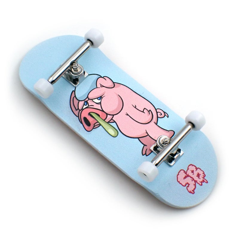 SPITBOARDS 34 mm x 96 mm Pro Fingerboard Set-Up (Complete) | Real Wood Deck | Pro Trucks with Lock Nuts and Pro Bushings | Polyurethane Pro Wheels with Bearings | Pig Flue - Image 2