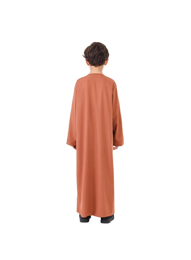 NIBEMINENT Boy's Muslim Clothes Durable Kaftan Robe Dubai Long Gown Ethnic Clothes,1pc Soft Robe  - Image 5