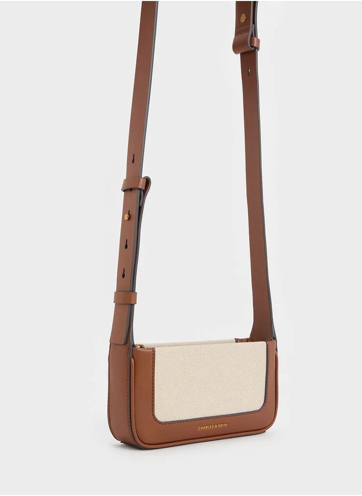 Charles & Keith - Daylla Canvas Shoulder Bag & Crossbody Bag - Chocolate/Beige - Image 1