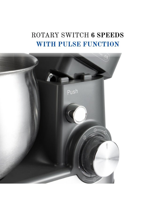RAF Stand Mixer, 1600W Powerful Kitchen Machine with 4.0L Stainless Steel Bowl, 6 Speed Control & Pulse, Dough Hook, Whisk & Beater – Multi-Function Food Mixer for Baking, Dough, Cakes & Cream - Image 5
