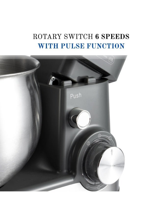 RAF Stand Mixer 1600W | 4.0L Stainless Steel Bowl Cake Mixer | 6-Speed Control with Pulse Mode | 3-in-1 Dough Hook, Whisk & Beater Mixer for Baking & Kitchen Use - Black - Image 5