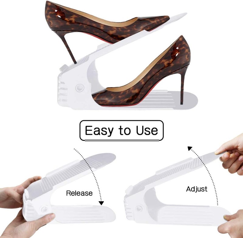 ZNCMRR Shoe Slots Organizer for Closet 20 Pack Adjustable Shoe Stacker Space Saver,Double Layer Shoe Rack Organizer Holder (White) - Image 4