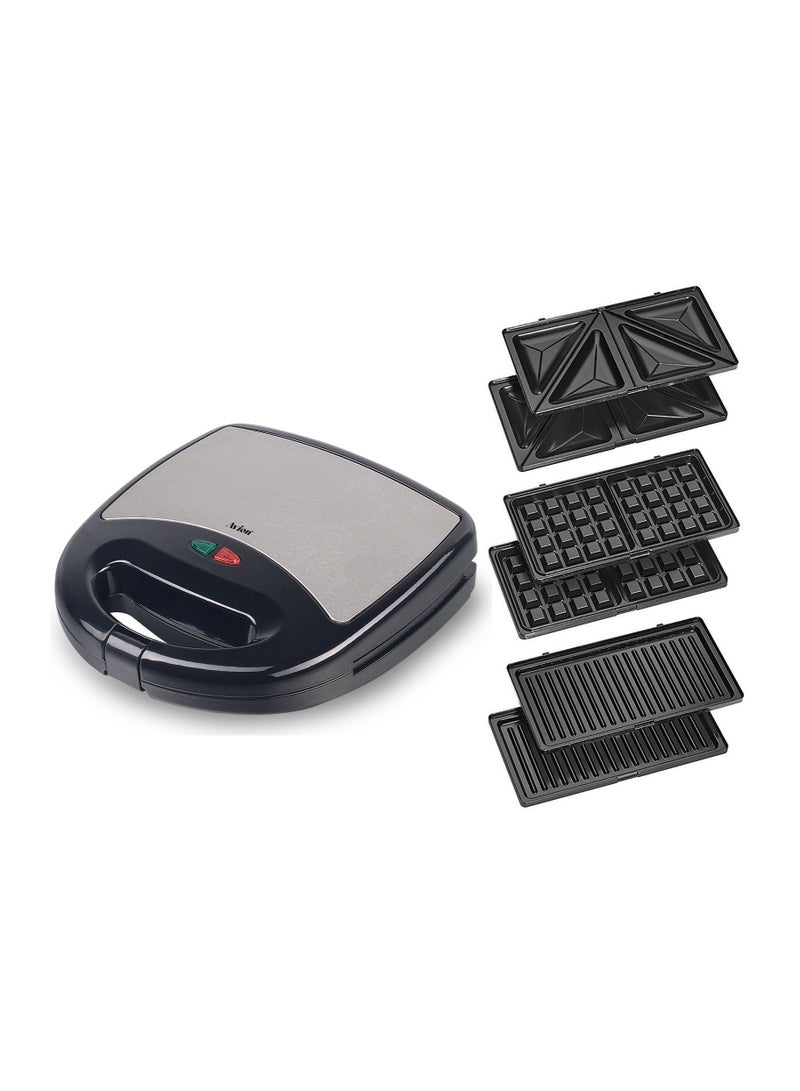 Avion 3 in1 Sandwich Maker| 700-800W |Detachable non-stick coated heating plates |Stainless Steel |3 in 1 Versatile setup |Sandwich toaster Grill & Griddle toasty maker |Skid resistant feet| - Image 4