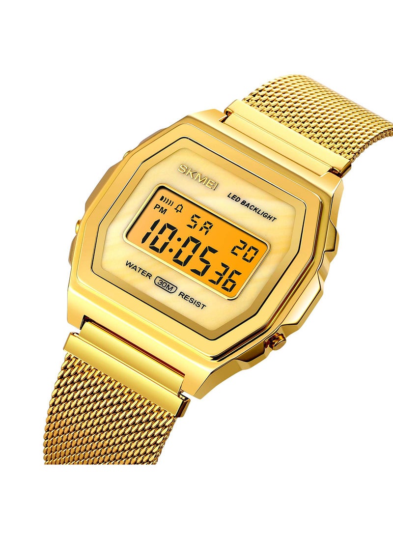 Men's Digital Movement 3Bar Waterproof  Stainless Steel Strap Clock Watch 6081GDGDWT - Image 4