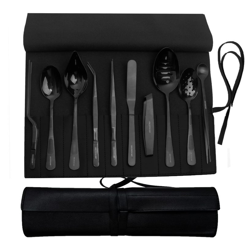 CREATIVECHEF Professional Chef Plating Kit 10 Piece Culinary Plating Set Black Stainless Steel
