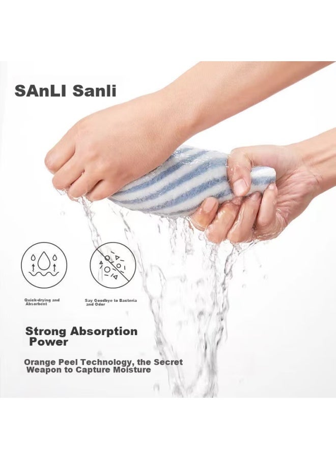 Sanli Quick-drying Towels 3-pack With Hanging Rope, Soft Face Towels, Absorbent, Lint-free, Blue*1, Coffee*1, Gray*1 - Image 1