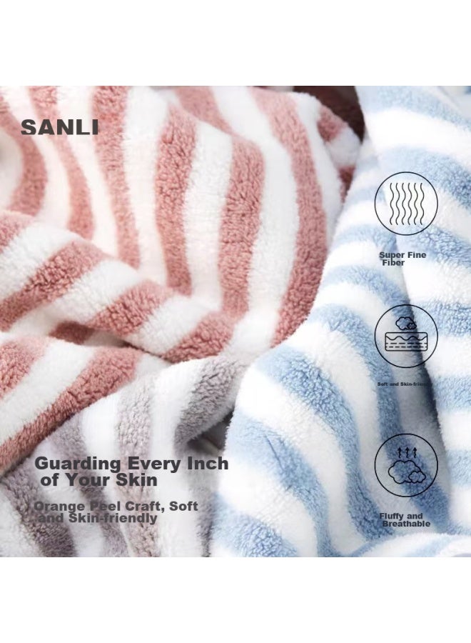 Sanli Quick-drying Towels 3-pack With Hanging Rope, Soft Face Towels, Absorbent, Lint-free, Blue*1, Coffee*1, Gray*1 - Image 3