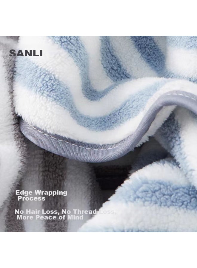 Sanli Quick-drying Towels 3-pack With Hanging Rope, Soft Face Towels, Absorbent, Lint-free, Blue*1, Coffee*1, Gray*1 - Image 2