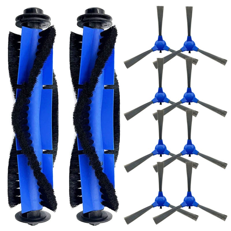 قطع غيار Tivcroxs 10 عبوة 2 فرش دوارة 8 فرش جانبية لـ Eufy RoboVac 11S 30C G30 30 15T 15C 12 35C 11S MAX G30 Edge المكانس الروبوتية