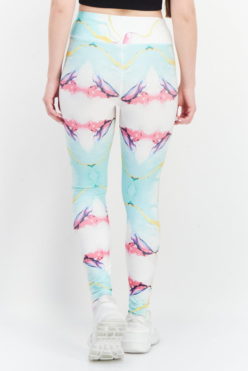 Ryder Act Women Allover Printed Leggings, White  - Image 4