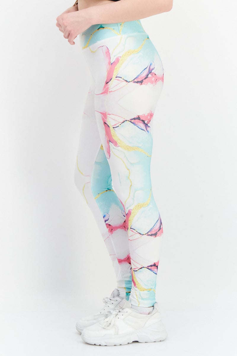 Ryder Act Women Allover Printed Leggings, White  - Image 2