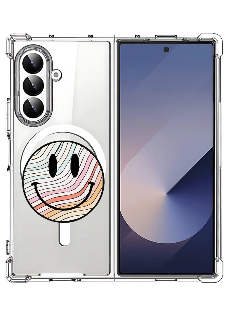 Theodor Magnetic Case for Samsung Galaxy Z Fold 7 Compatible with MagSafe Wireless Charging, Shockproof Phone Bumper Cover Smiley - Image 1