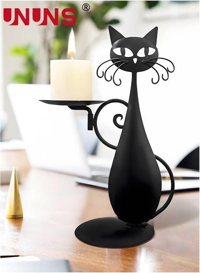 UNUNS Metal Candle Holder,Black Cat Holder For Pillar Candle,Farmhouse Home Decor Candlestick Wedding,Party Tabletop Decor,Home Decor,Candlelight Dinner - Image 3
