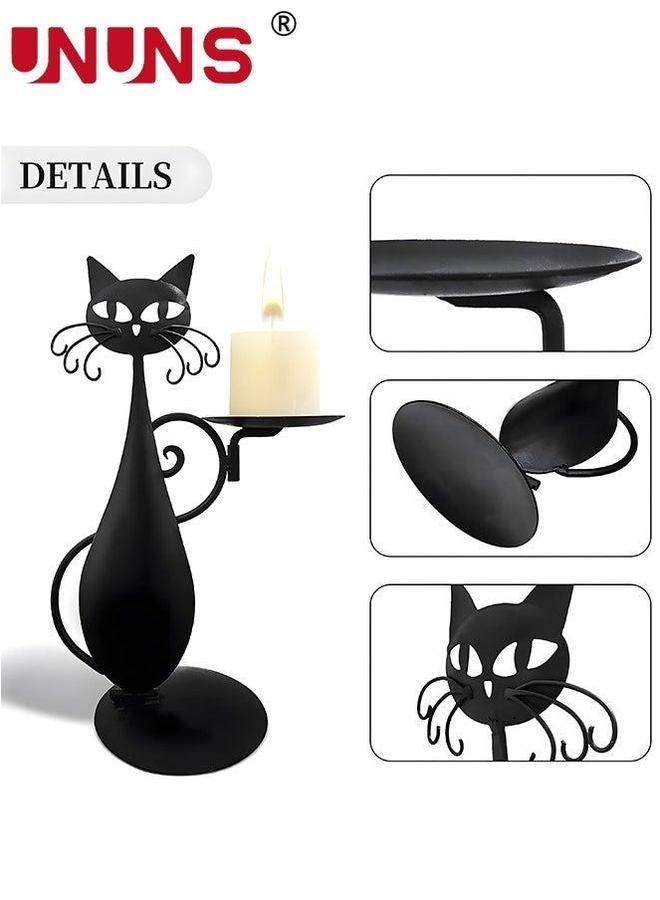 UNUNS Metal Candle Holder,Black Cat Holder For Pillar Candle,Farmhouse Home Decor Candlestick Wedding,Party Tabletop Decor,Home Decor,Candlelight Dinner - Image 2