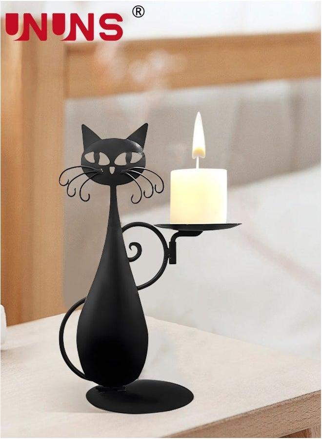 UNUNS Metal Candle Holder,Black Cat Holder For Pillar Candle,Farmhouse Home Decor Candlestick Wedding,Party Tabletop Decor,Home Decor,Candlelight Dinner - Image 4