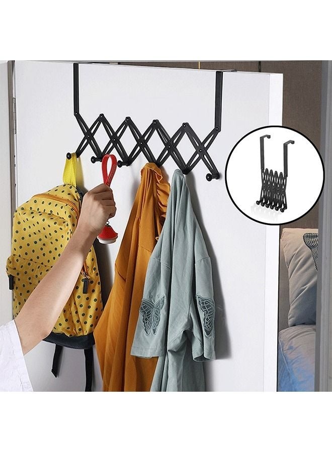 MIXDE Over the Door Hook Stainless Steel Waterproof Towel Holder Rack Office Washroom Bathroom Kitchen Living Room Hanger Shelf Black - Image 1