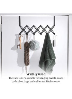 MIXDE Over the Door Hook Stainless Steel Waterproof Towel Holder Rack Office Washroom Bathroom Kitchen Living Room Hanger Shelf Black  - Image 2