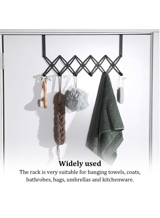 MIXDE Over the Door Hook Stainless Steel Waterproof Towel Holder Rack Office Washroom Bathroom Kitchen Living Room Hanger Shelf Black - Image 2