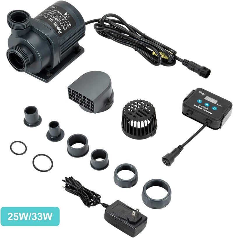 Hygger 1060GPH Quiet Submersible and External 24V Water Pump, with Controller (30%-100% Settings), Powerful Return Pump for Fish Tanks, Aquariums, Ponds, Fountains, Sump, Hydroponics (33W, 13.1ft) - Image 2