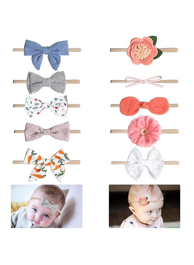 EVBEA Packs Baby Headbands Bows Flower Lace Band Hair Accessories Baby Girl Nylon Turban Headwraps Infant Beanie Soft Cap - Image 1