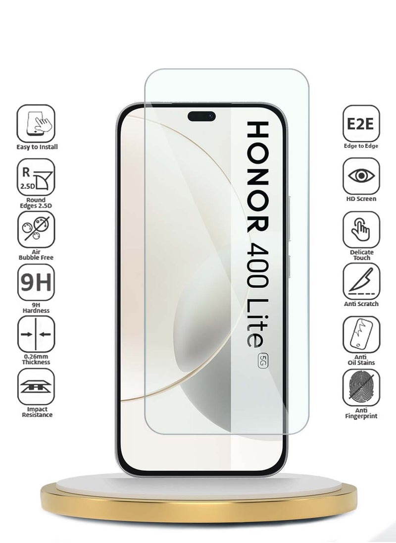 Wtech Honor 400 Lite 5G 2025 WTech Premium Series Curved Edges 9H 2.5D Tempered Glass Screen Protector (MSG9CN) - Clear  - Image 2