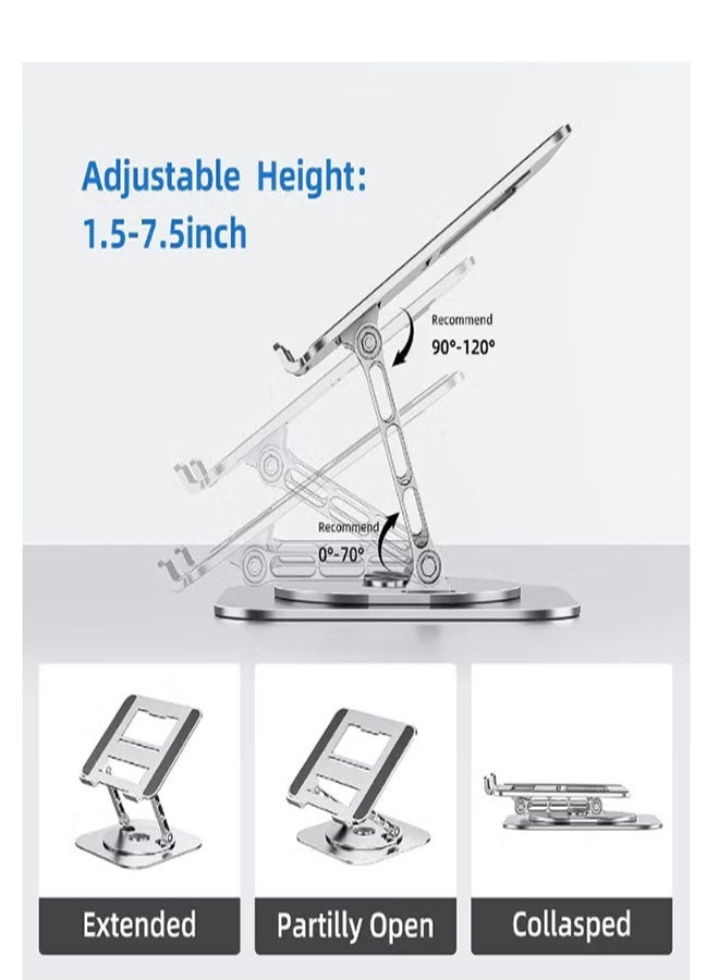 360° Rotating Laptop Stand, Ergonomic Adjustable Height, Carbon Steel (22LBS Load-Bearing), Anti-Slip & Anti-Scratch with Hollow Heat Dissipation, Suitable for Office & Meetings (Middle East Office Essential) - Image 5