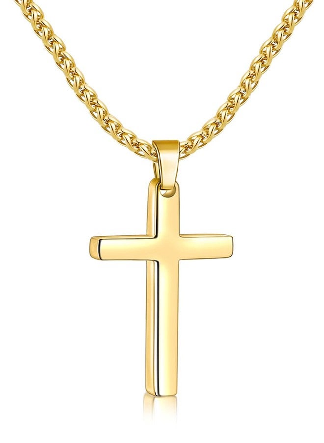 Fiusem قلادة صليب رجالية من فيوسيم، متوفرة باللون الفضي/الذهبي/الأسود، مع سلسلة من الفولاذ المقاوم للصدأ بسمك 2.5 مم، وطول 16-24 بوصة، و20 بوصة، مصنوعة من الفولاذ المقاوم للصدأ، بدون أحجار كريمة. - Image 1