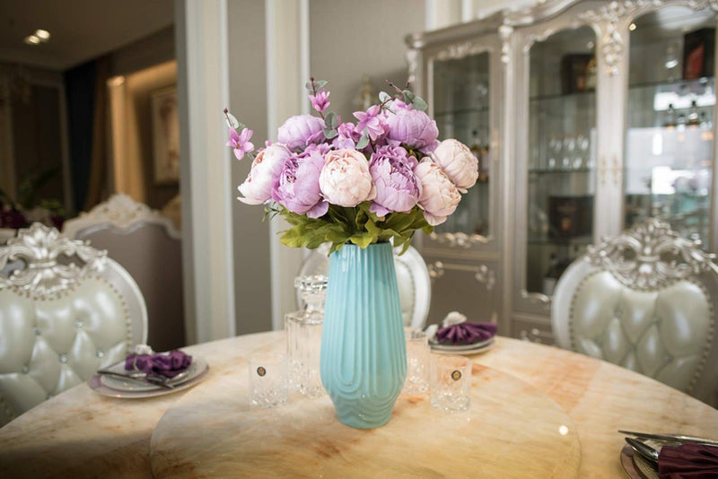 Fule 2 Pack Large Artificial Peony Silk Flower Bouquets Arrangement Wedding Centerpieces (New Purple) - Image 4